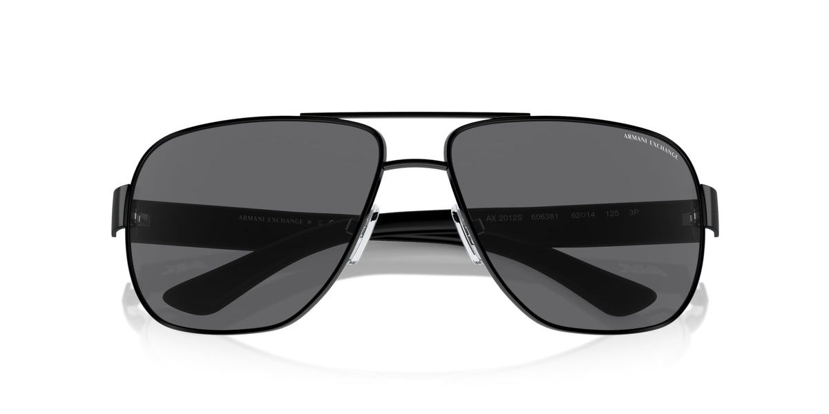 A|X ARMANI EXCHANGE Men's AX2012S Rectangular Sunglasses, Matte Black/Grey Polarized, 62 mm