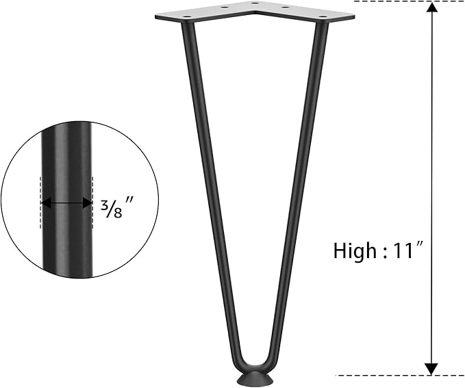 SMARTSTANDARD 11 Inch Heavy Duty Hairpin Furniture Legs, Metal Home DIY Projects