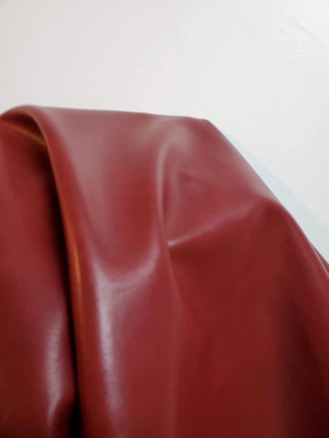 NAT LEATHERS | Burgundy Soft Faux Vegan Leather Fabric Sheet PU | 4 Yards Cut