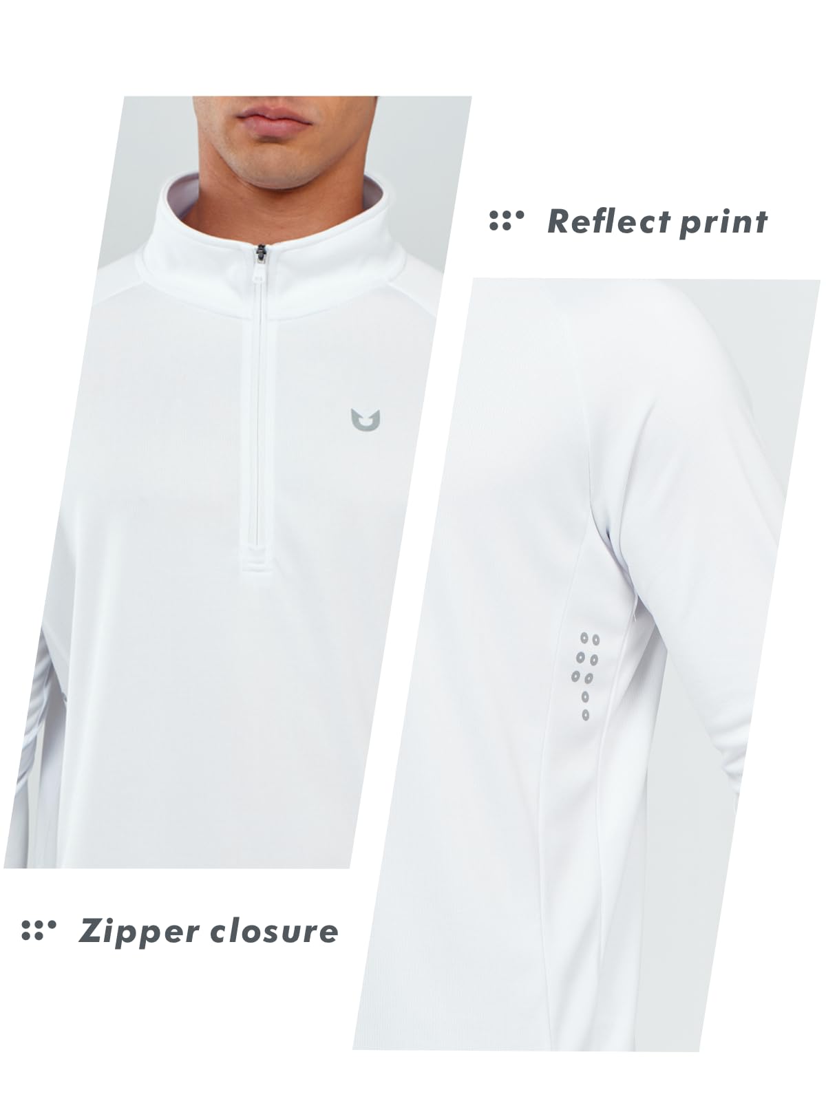 NORTHYARD Men's Running Shirt Long Sleeve Quarter Zip Pullover Moisture Wicking Quick Dry Athletic Workout Shirts White-XL