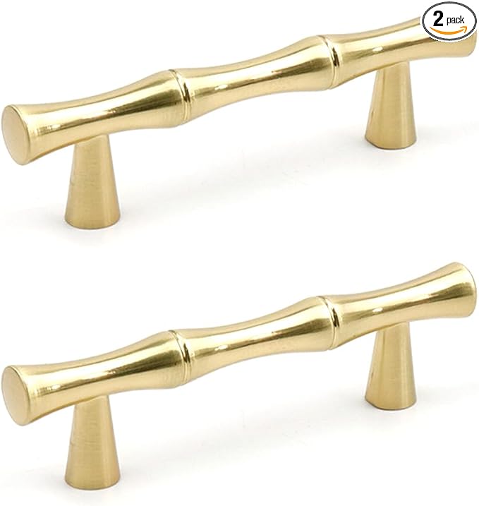 2PCS Bamboo Shape Handle, Zinc Alloy Cabinet Handles, 2.5 Inch Hole Distance