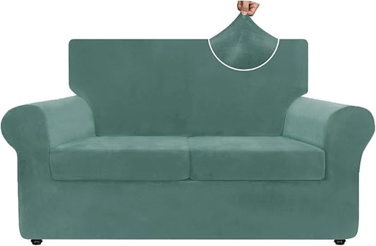 ZNSAYOTX Luxury Velvet Sofa Cover 3 Piece Stretch Loveseat Covers