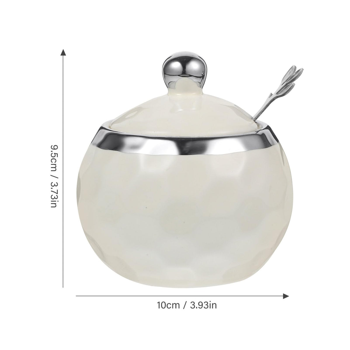 Kichvoe Porcelain Seasoning Jar with Lid and Spoon 3.74 Inch Ceramic Sugar Container Multifunctional Condiment Holder for Kitchen and Dining