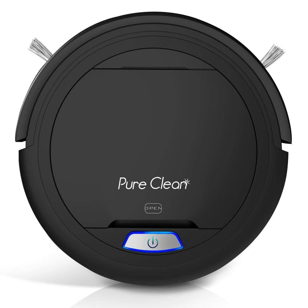 SereneLife Robot Automatic Vacuum Cleaner - Upgraded Lithium Battery 90 Min Run Time - Bot Self Detects Stairs Pet Hair Allergies Friendly Home Cleaning for Carpet Hardwood Floor - PUCRC26B, Black