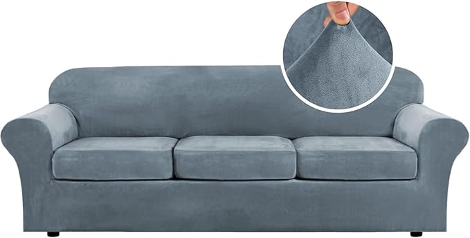 H.VERSAILTEX High Stretch Sofa Slipcover 4 Piece Cover Velvet Furniture