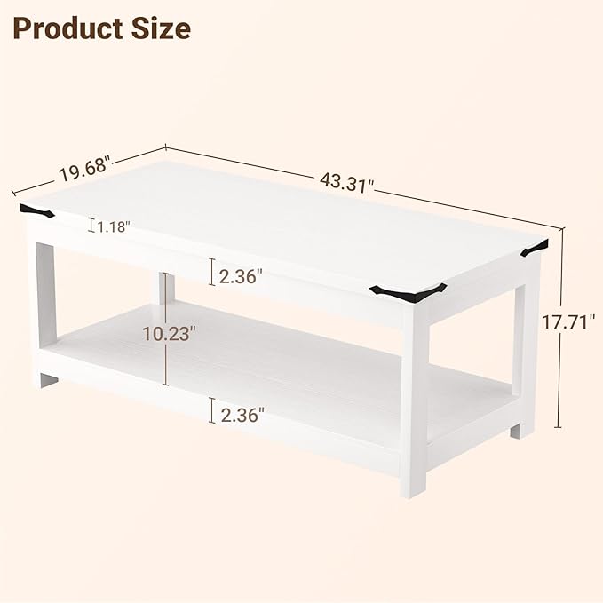 Homieasy 43.3” Rectangular Coffee Table