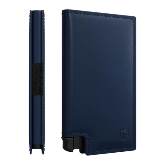 Ekster Parliament Men's Wallet | RFID Blocking Leather Minimalist Cardholder | Slim Wallet for Men - Designed for Quick Card Access with Push Button (Navy)