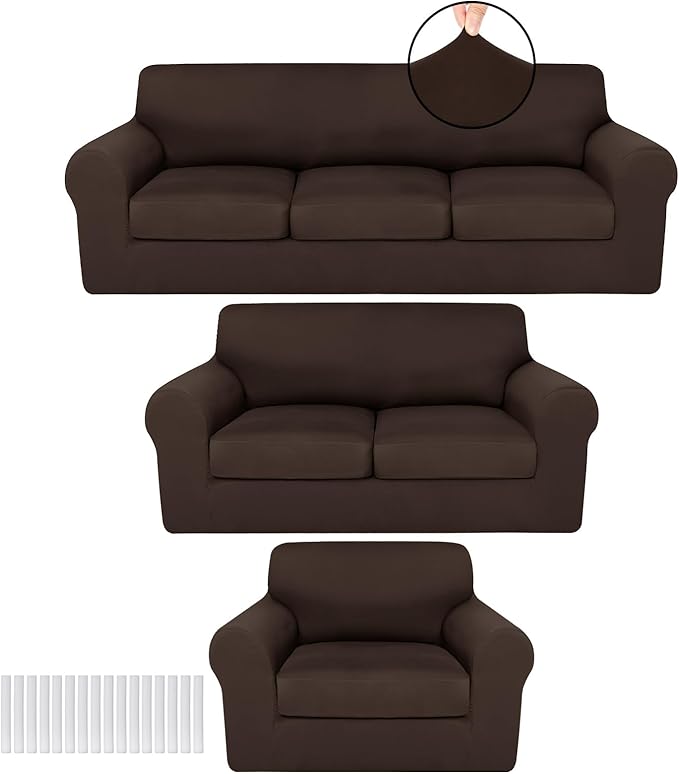 HunnmingRe Sofa Covers for 3 Cushion Couch Stretch Sofa and Loveseat Covers Set