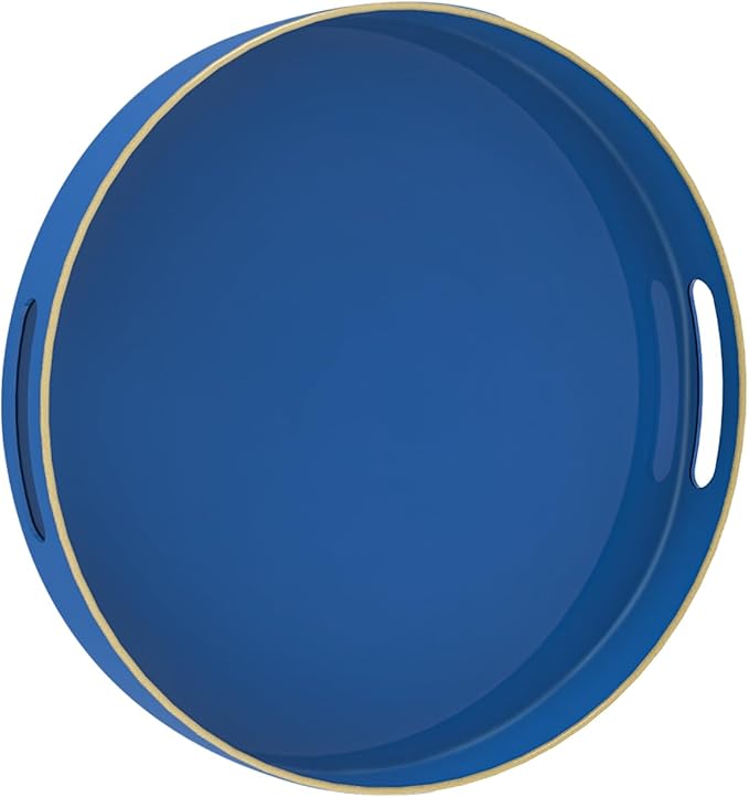 MAONAME 13" Blue Round Tray, Modern Decorative Trays