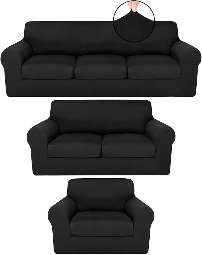 HunnmingRe Sofa Covers for 3 Cushion Couch Stretch Sofa and Loveseat Covers Set