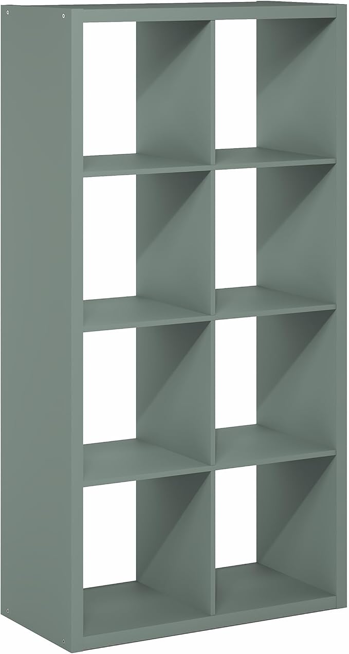 Furinno Cubicle Book Shelf, 8-Cube Bookshelf, Extra Thick Frame Horizontally &