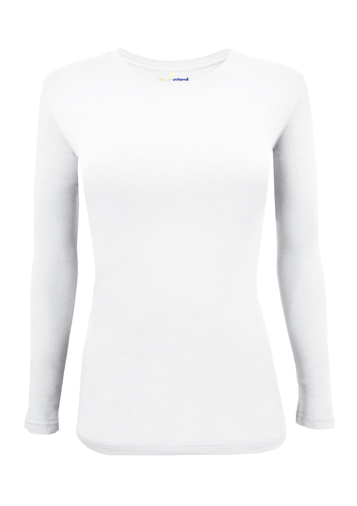 Natural Uniforms Women's Under Scrub Tee Crew Neck Long Sleeve T-Shirt (White, Medium)