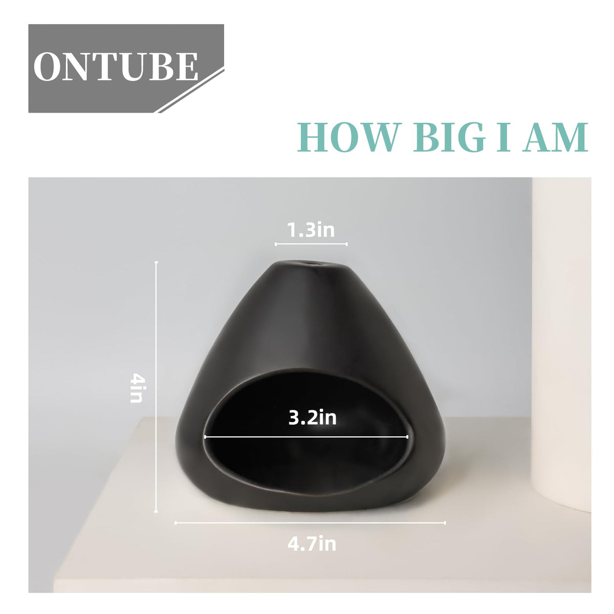 Ceramic Palo Santo Holder, Modern Incense Burner, Smudge Bowl (Black)