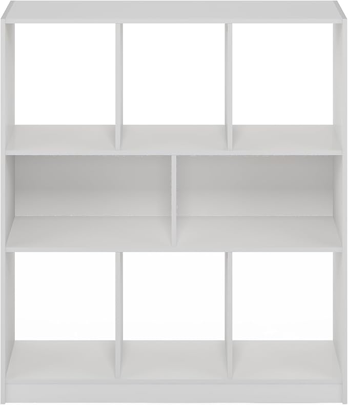Furinno DALY Book Shelf, 8-Cube Bookshelf, Horizontal Cube Storage Organizer