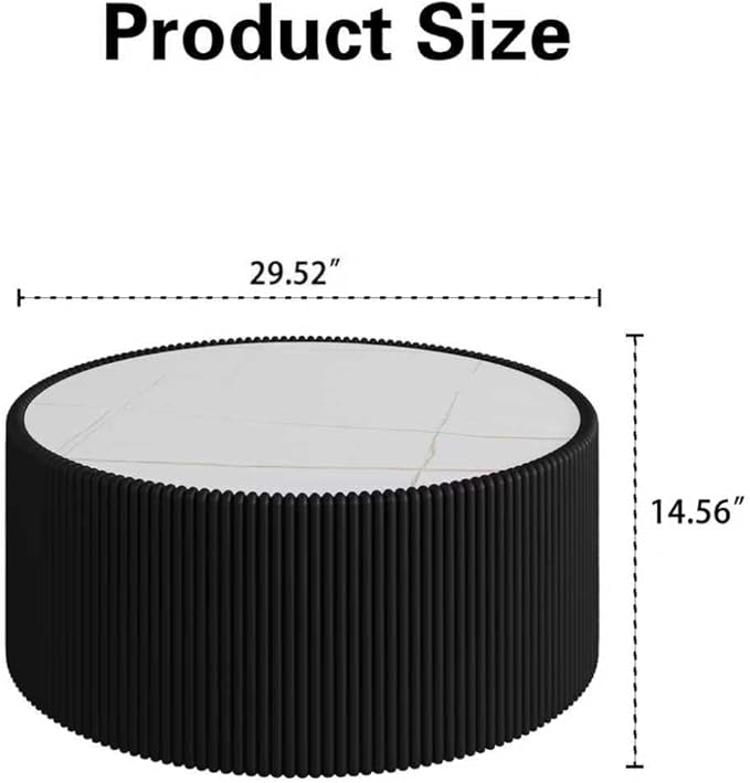 SSLine Round Drum Coffee Table Set of 2 Modern Sintered Stone Top Nesting