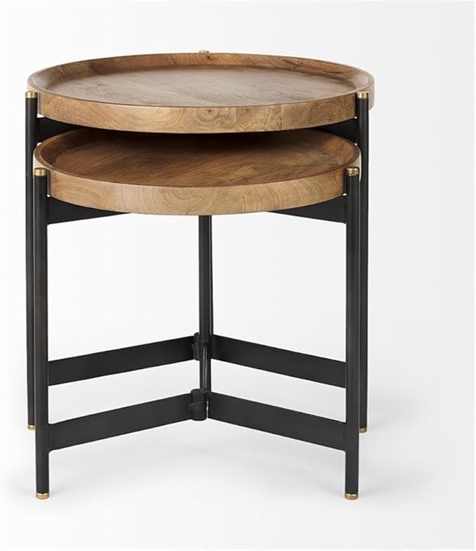 Pemberly Row Nesting Side Tables, 22.5Lx22.5Wx20.8H, Mango Wood Tray Tops