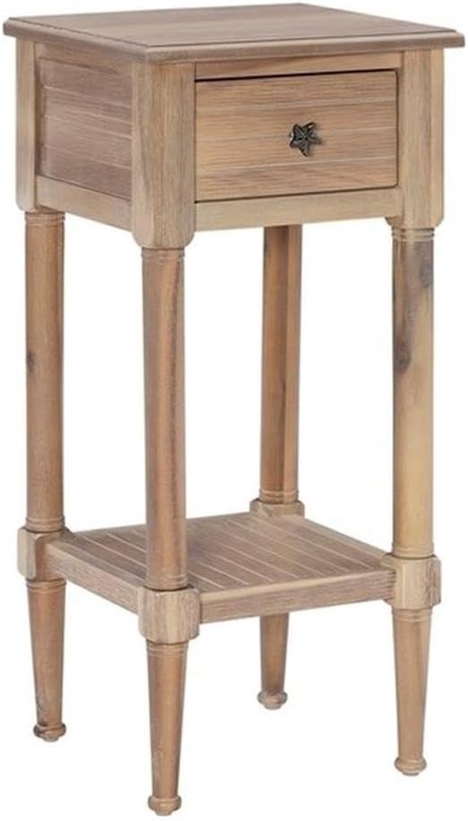 Linon Styers Wood Accent Starfish Coastal Side Table in Natural