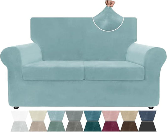 ZNSAYOTX Luxury Velvet Sofa Cover 3 Piece Stretch Loveseat Covers
