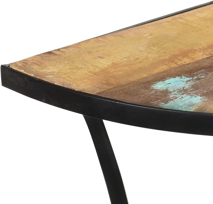 Half Circle Side Table 43.3x15.7x30.3 Inches Solid Reclaimed Wood