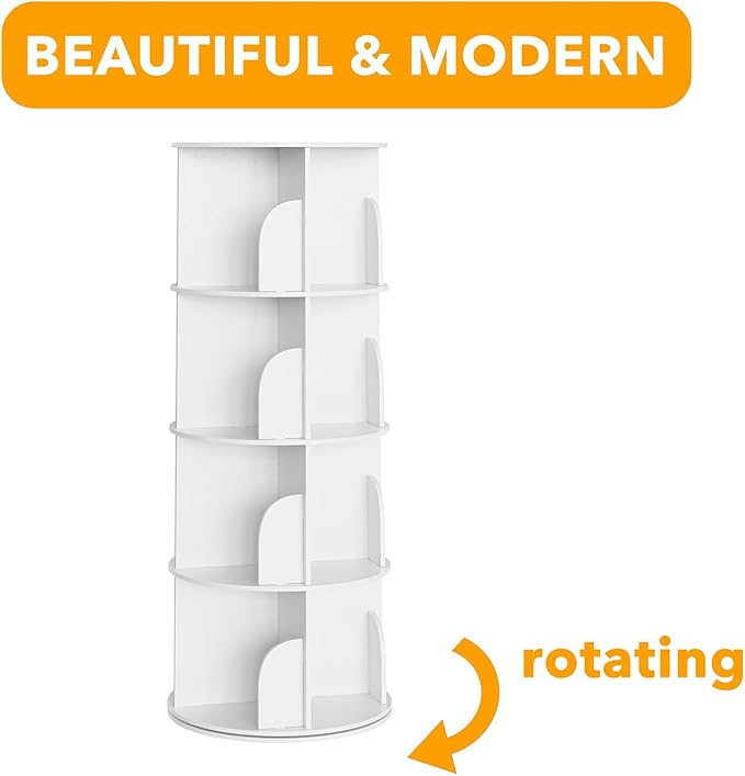 SpaceAid 4 Tier Rotating Bookshelf Tower, Spinning Bookcase Lazy Susan