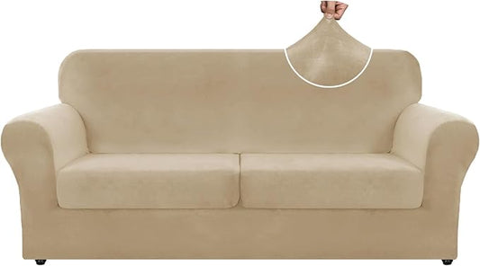 ZNSAYOTX Oversized Velvet 3 Piece Couch Cover