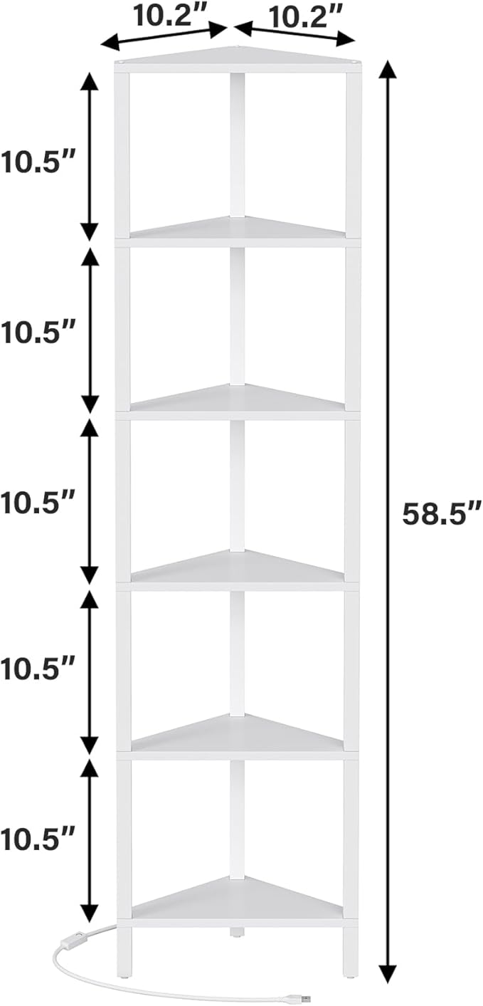 TUTOTAK 6-Tier Corner Bookshelf