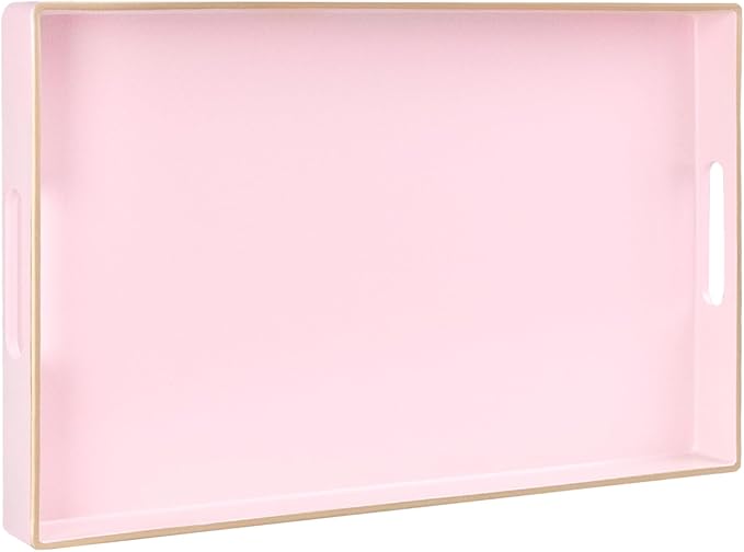 MAONAME Pink Serving Tray with Handles, Modern Decorative Tray