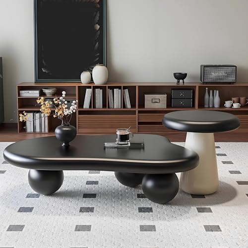 Eco-Friendly Vintage Cream Coffee Table – Sturdy Round Legs, Smooth Finish