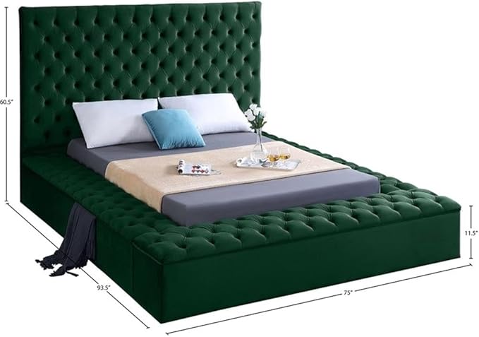 Meridian Furniture Bliss Collection Modern | Contemporary Velvet Upholstered Bed
