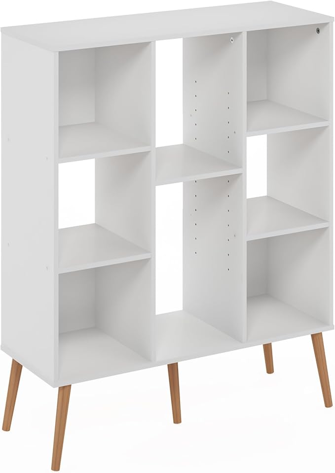 Furinno Claude Mid Century Style Book Shelf, 8-Cube Bookshelf, Cube Storage