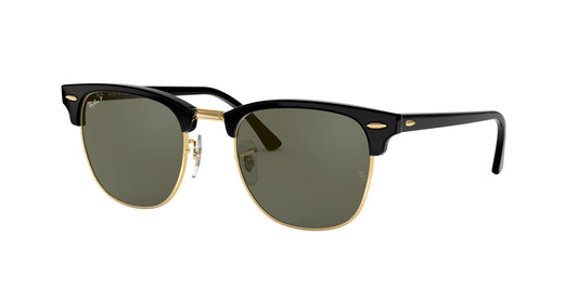 Ray-Ban RB3016 Clubmaster Square Sunglasses, Black/Polarized G-15 Green, 51 mm