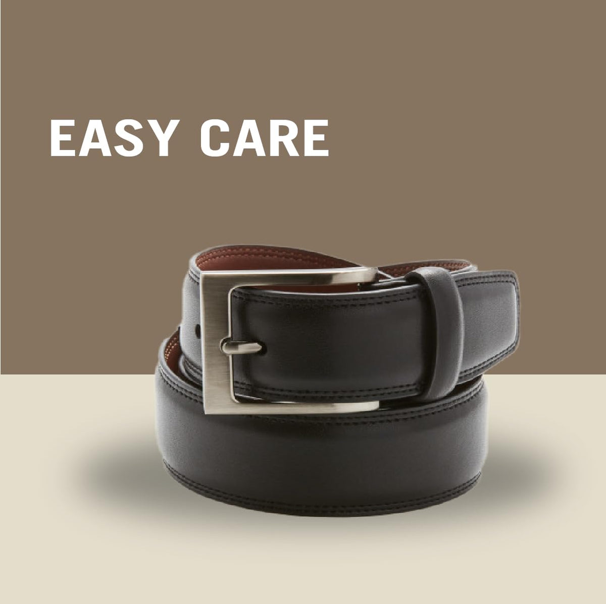 Perry Ellis Men's Timothy Leather Belt with Stitched Edges, Silver Prong Buckle, 1.5" Width (Available in Big & Tall), Brown, 30