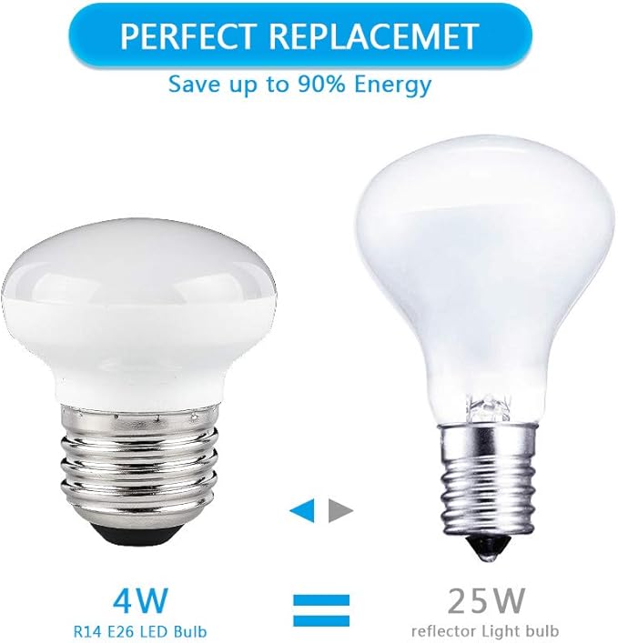 Haian Support China Cabinet Light Bulbs, 4W Short Light Bulbs, R14 E26 Curio