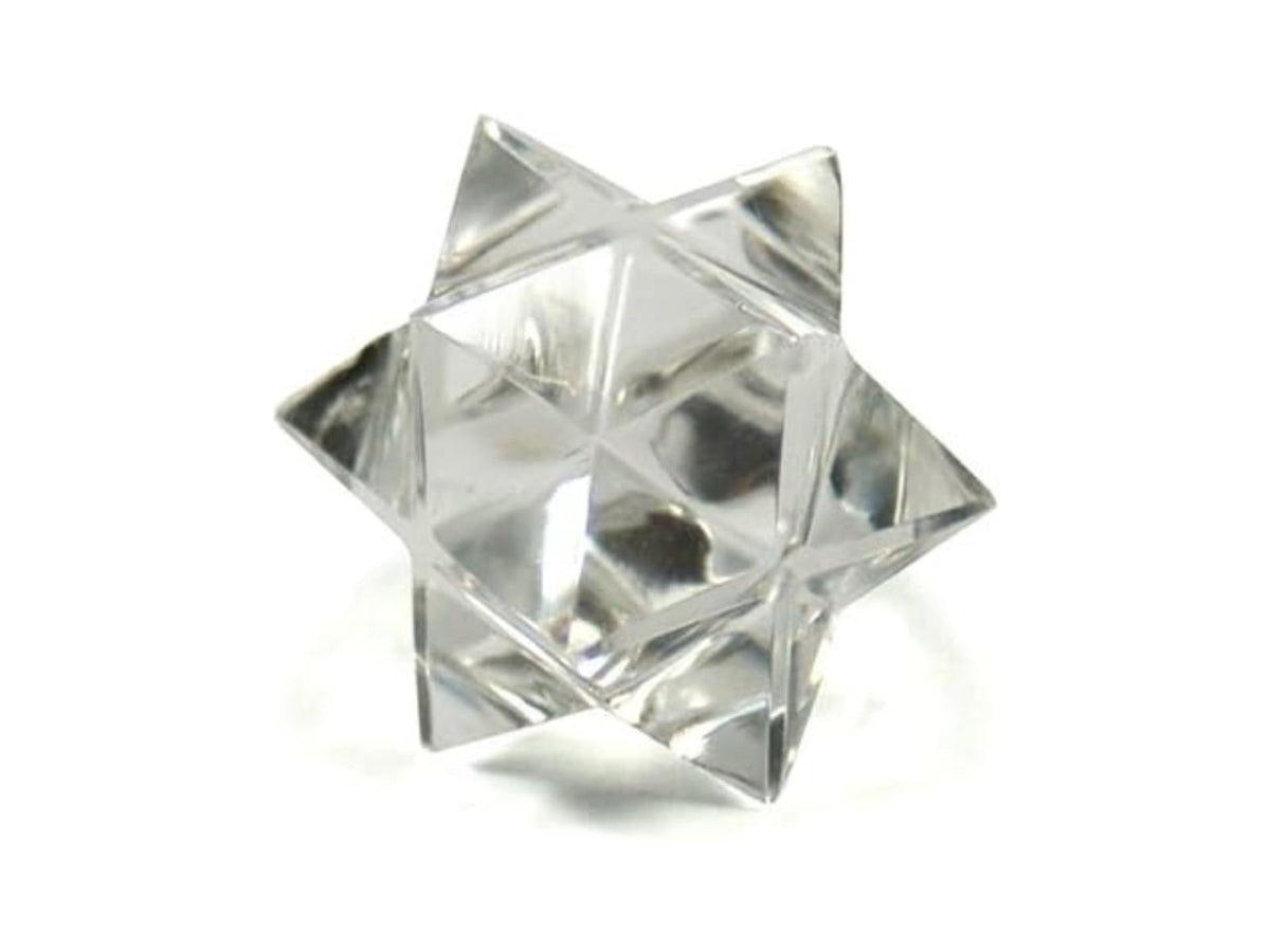 Jet 1 Pcs Clear Quartz Crystal 12-Point Merkabah Star for Healing - Panic Balancing Meditation Tool Use (0.75-1 inch, 8-10 Grams)