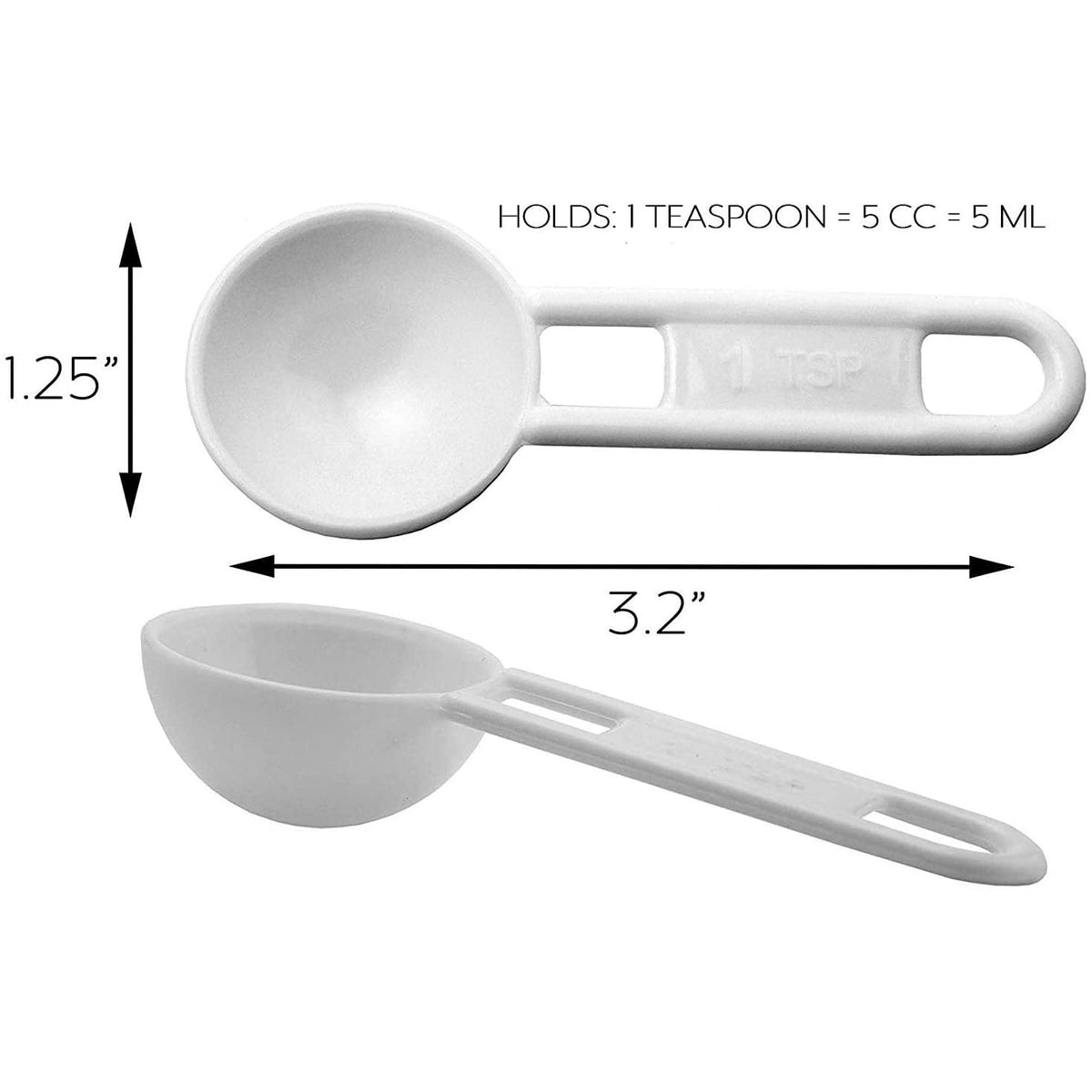 Cornucopia Brands Bulk Pack of Teaspoon Measuring Spoons (24-Pack); 5 ml / 5 cc Scoops Which Fit Inside a Spice Bottle