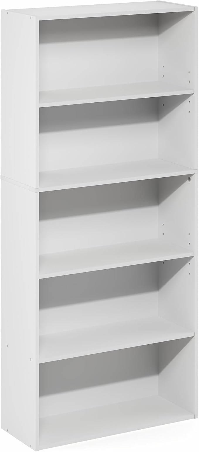 Furinno Jaya Book Shelf, 5-Tier Bookshelf, 52 Inch Tall Standing Bookcase