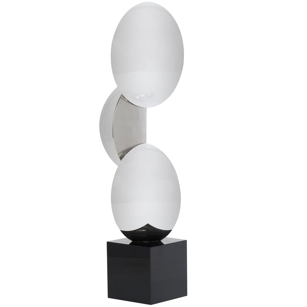 Deco 79 Crystal Geometric Decorative Sculpture Quartered Stacked Orbs Home Decor Statue with Square Black Base, Accent Figurine 5" x 4" x 16", Dark Gray