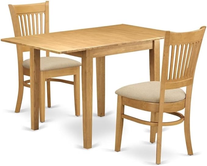East West Furniture NDVA3-OAK-C 3 Piece Dining Room Furniture Set Contains a