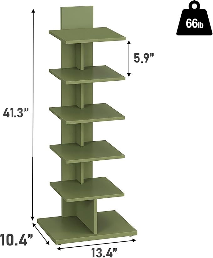 TUTOTAK Bookshelf, 6-Tier Bookcase, Narrow Spine Book Shelf