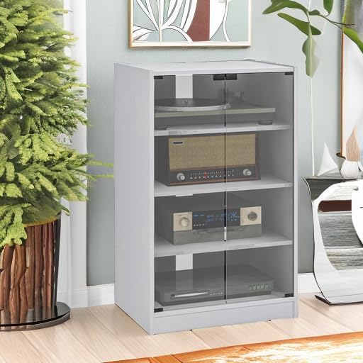 HOMCOM Media Cabinet, 4-Tier Stereo Cabinet
