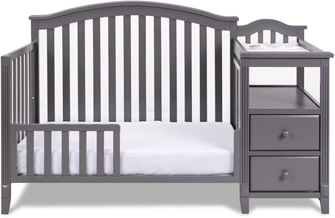Pemberly Row 4-in-1 Convertible Crib and Changer, Sustainable Gray Pine Wood