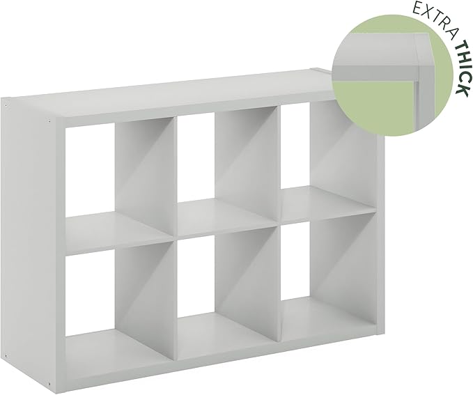 Furinno CUBICLE Book Shelf, 6-Cube Bookshelf, Extra Thick Frame Horizontally &