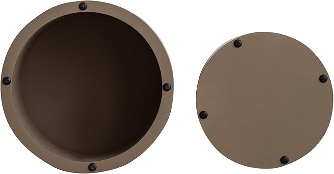 Round Nesting Coffee Table Set of 2, Modern Wooden Circle Burl Accent Tables
