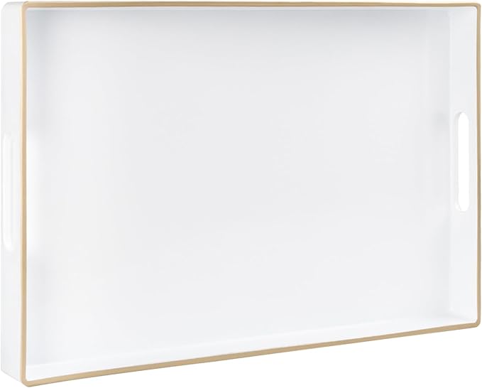 MAONAME White Decorative Tray for Coffee Table, Modern Serving Tray