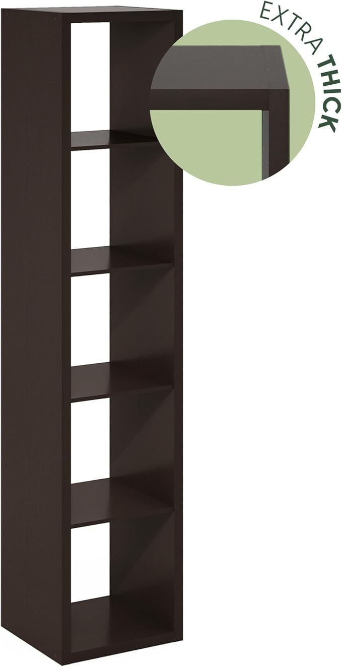 Furinno Cubicle Book Shelf, 5-Cube Bookshelf, Extra Thick Horizontally &