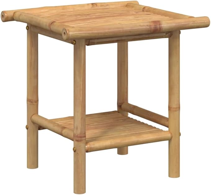 Bamboo Fiber Coffee Table with Storage Shelf, Eco-Friendly Modern Square End