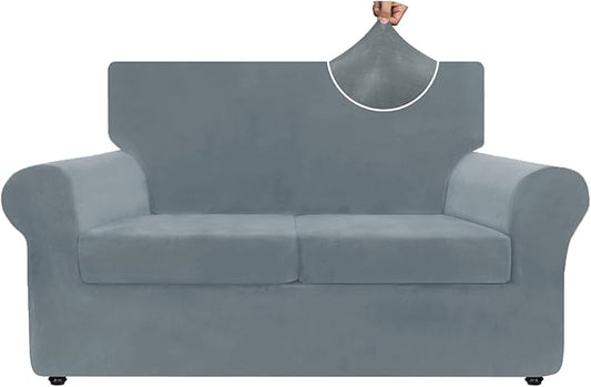 ZNSAYOTX Luxury Velvet Sofa Cover 3 Piece Stretch Loveseat Covers