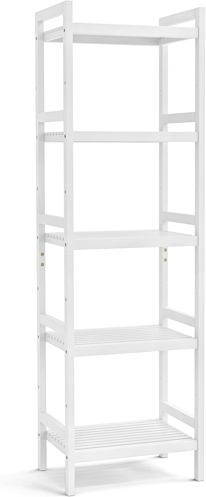Homykic Bamboo Bookshelf, 5-Tier Narrow 55.9” Adjustable Book Shelf Bookcase