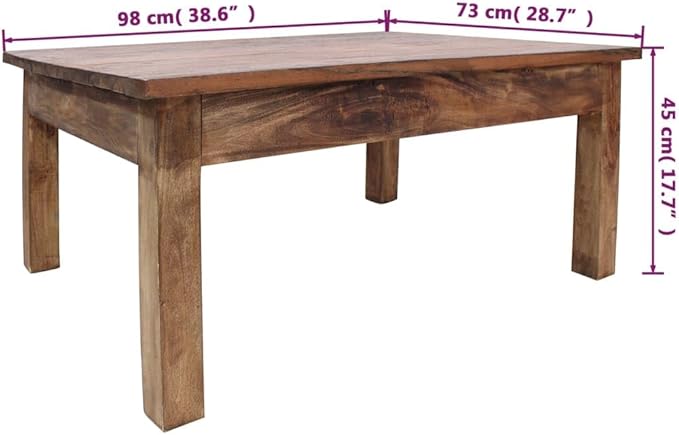 Coffee Table Solid Reclaimed Wood 38.6"x28.7"x17.7", End Tables, Living Table