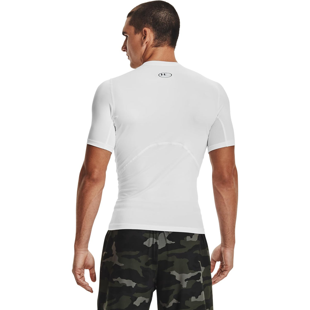 Under Armour Men's Armour HeatGear Compression Short-Sleeve T-Shirt , White (100)/Black, Large